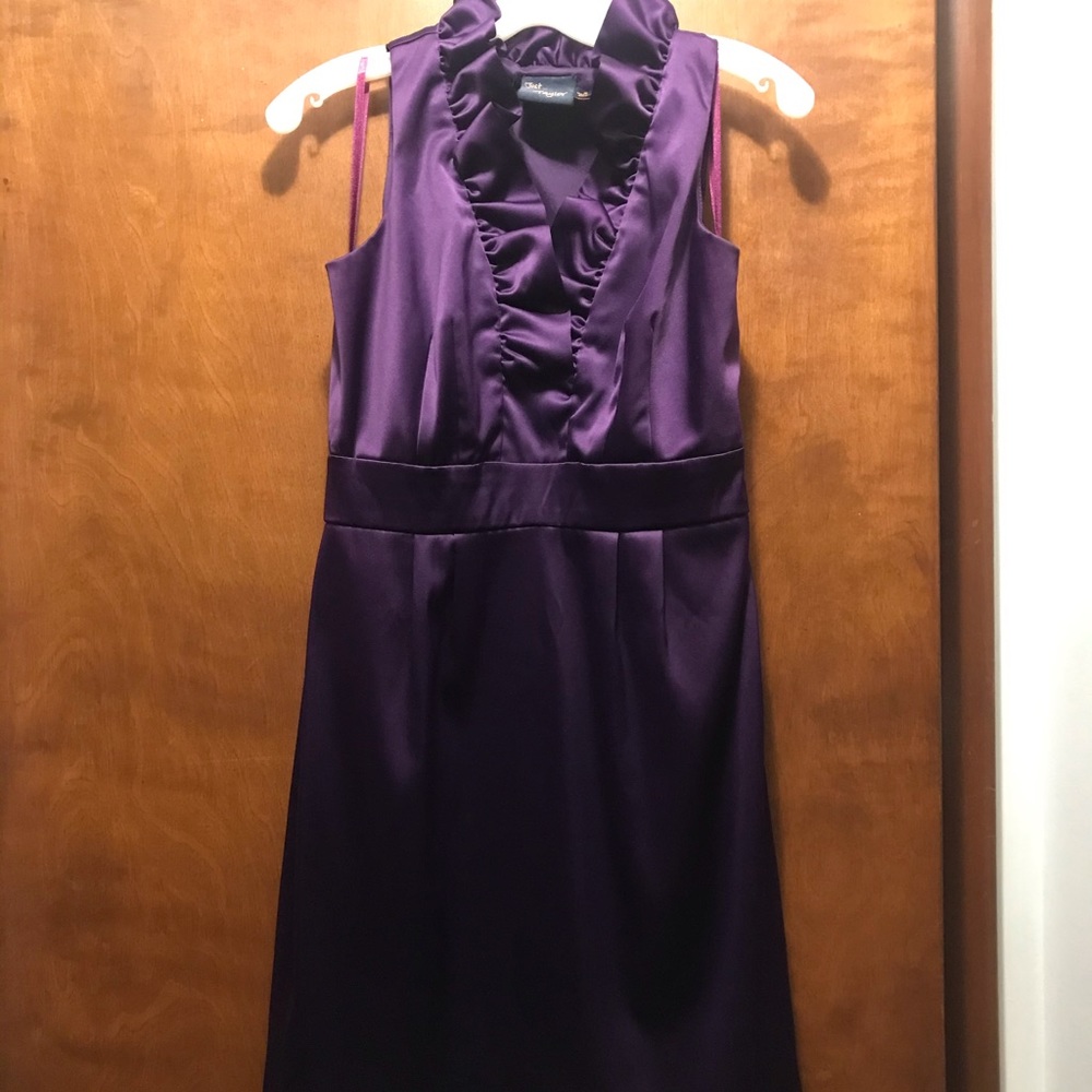 Purple satin cocktail dress